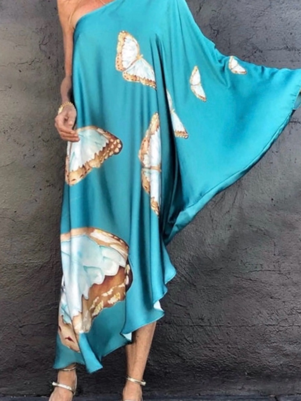 Blue Butterfly Sunday Up Kaftan Dress M
